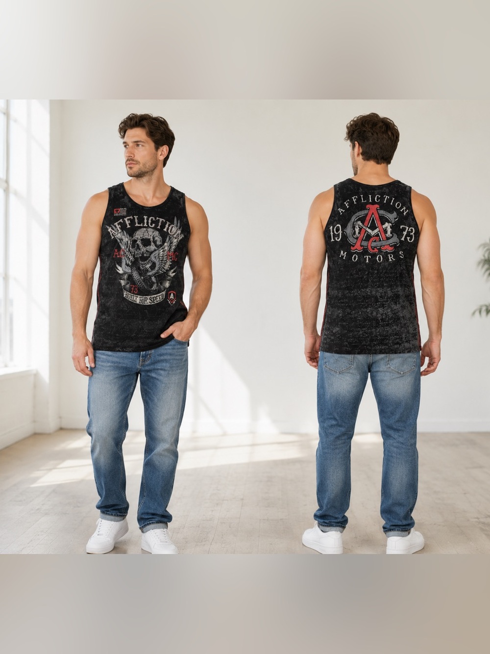 Affliction American Customs Tank TOp Men’s XL/Biker/Gothic/Y2K/Grunge/USA made